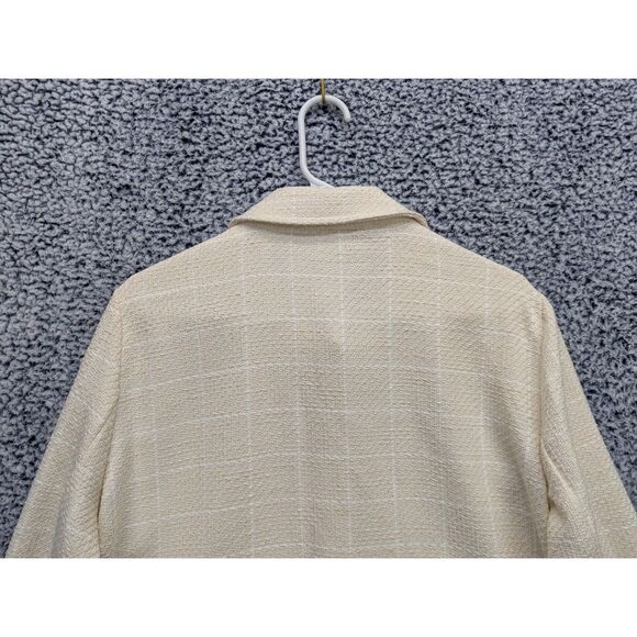 NWT Zara Tweed Cropped Blazer Size XL Gold Button Preppy Office Cream - Picture 6 of 13